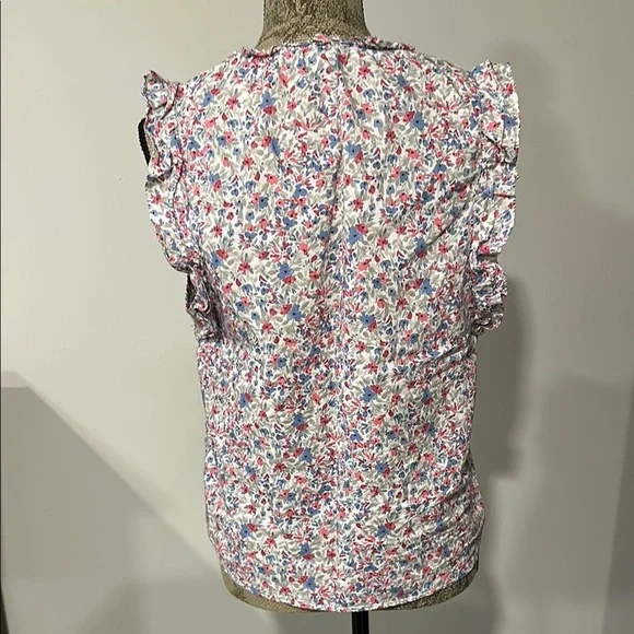 BB Dakota Steve Madden Floral Ruffle flutter Sleeve Top Size Large - Picture 7 of 12